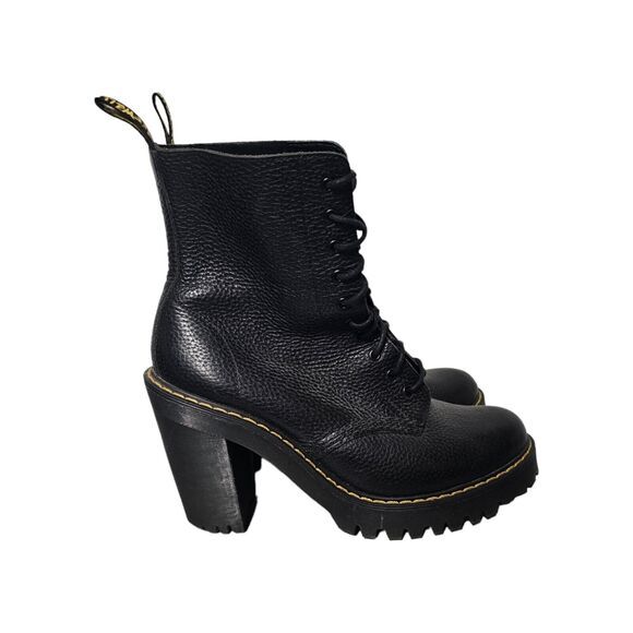 Dr. Martens Shoes - DR, MARTENS Platform Boots Kendra 10-Eye Heel Black Aunt Sally Size 9